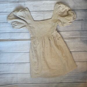 Beige Puff Sleeve Dress